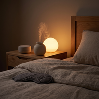 The Deep Sleep Kit set up in a dark bedroom at night
