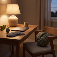 The Desk Reset Kit at a home office desk at the end of the day