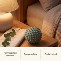 Reset ball features: firm targeted pressure, grippy surface, pocket-sized